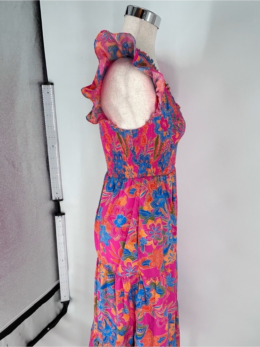 Sugarlips Floral Smocked Bodice Tiered Ruffle Midi Dress Medium - Picture 9 of 13